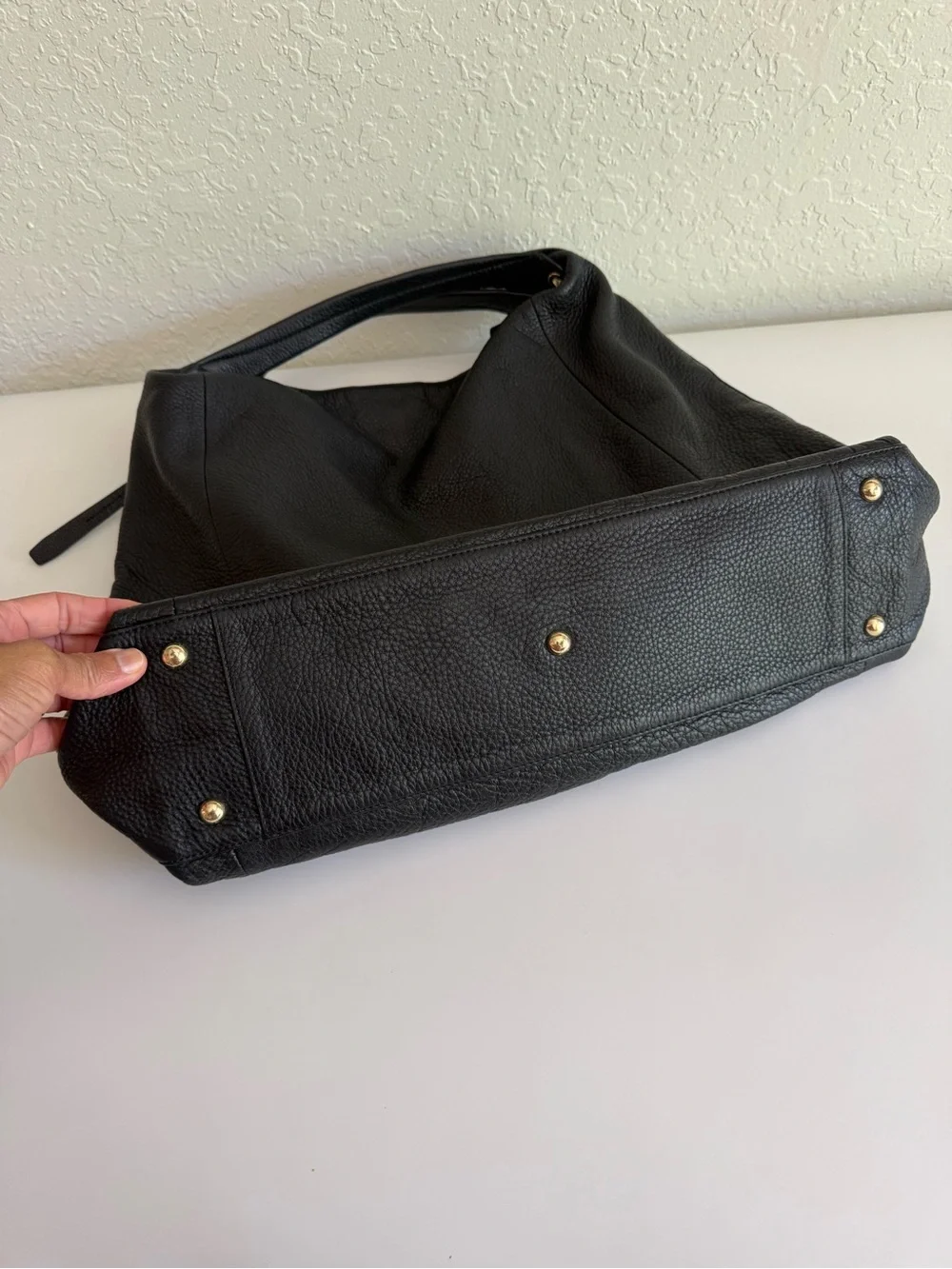 Furla Black Pebbled Leather Hobo Bag